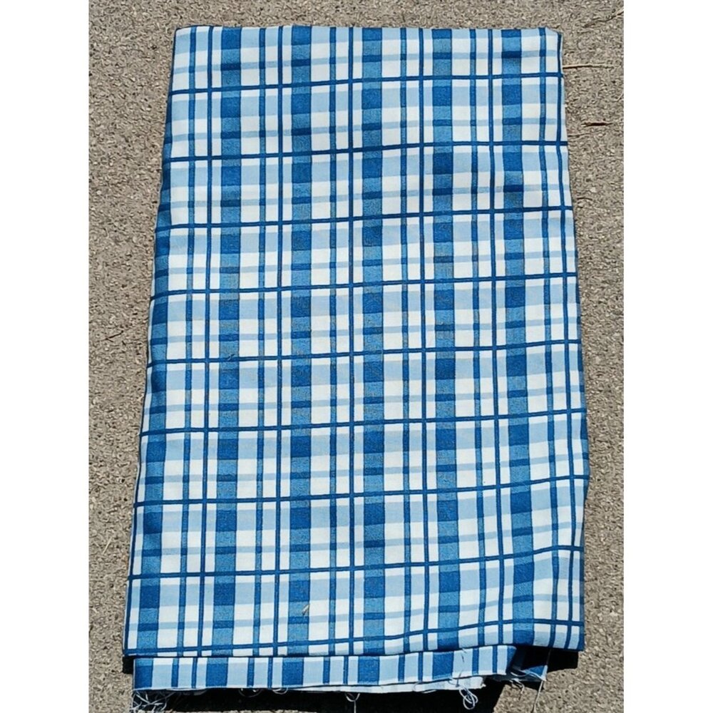 Vintage 1996 by Spectrum Cotton Home Decor Sewing Fabric Blue Plaid 1.5yd x 56"